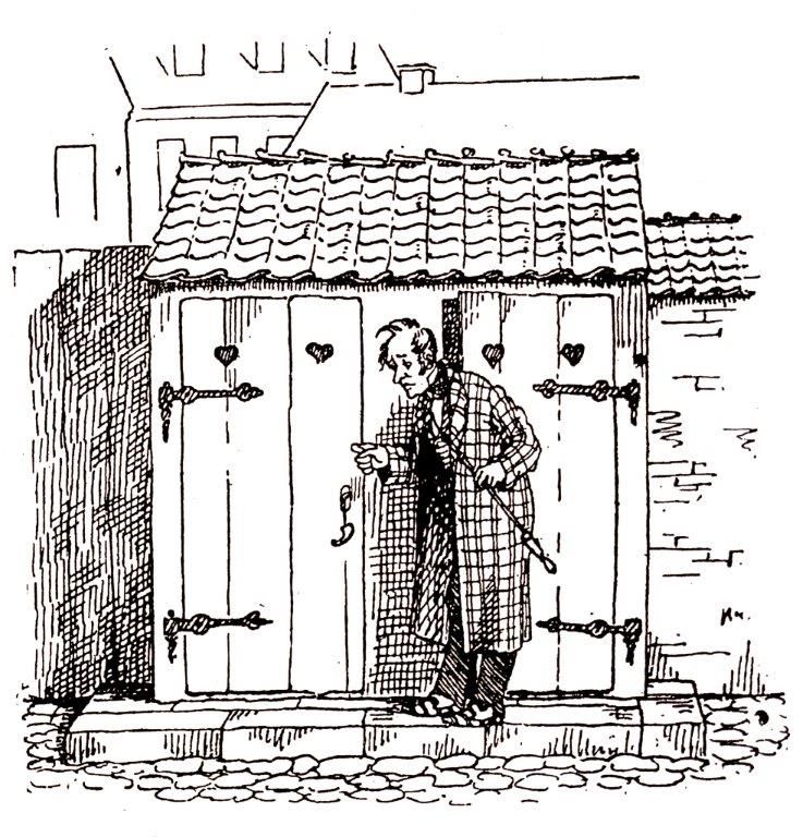 Ventetid foran et baggårdslokum indgår ikke i vores billede af de gode gamle dage.